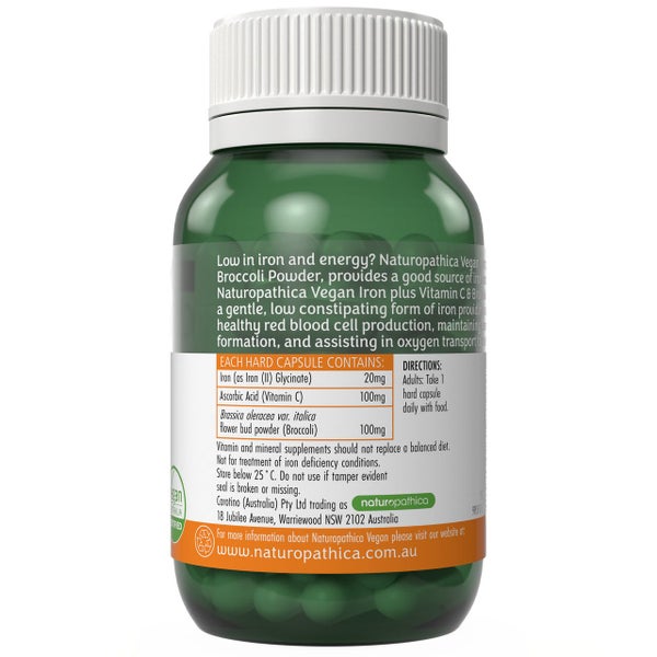 Naturopathica Vegan Iron Plus Vitamin C & Broccoli Powder 30s Carousel 3