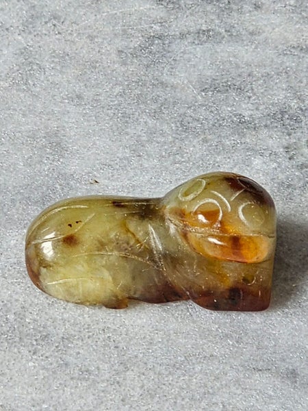 Small Antique Hand Carved Seal Likely Jade or Agate. Carousel 1