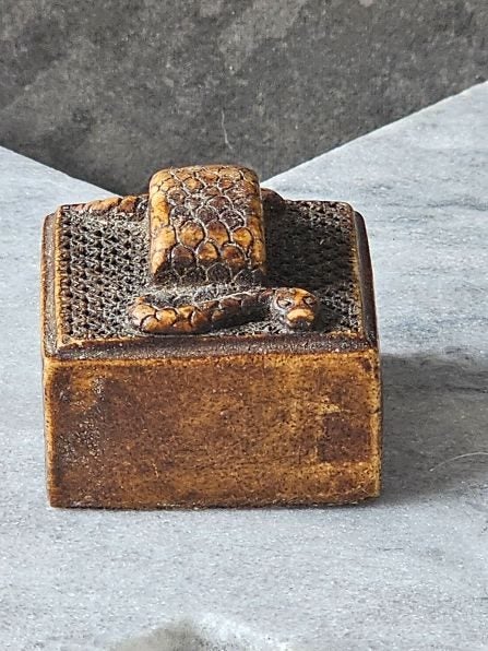 Antique Archaistic Jade Seal with Tortoise & Snake Knop. Carousel 2