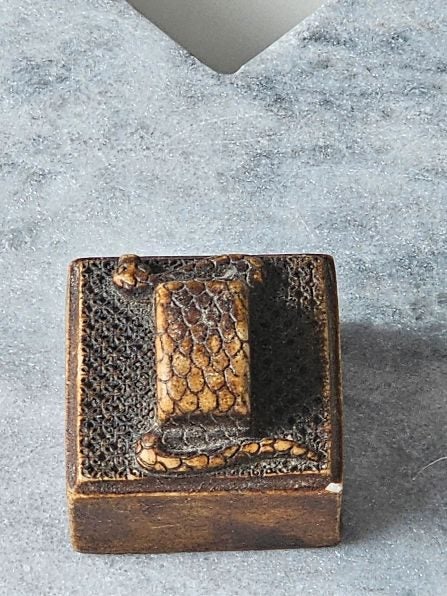 Antique Archaistic Jade Seal with Tortoise & Snake Knop. Carousel 8