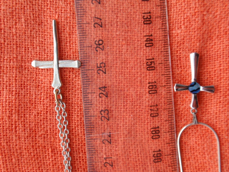 2 x silver cross necklaces, one sterling chain Carousel 1