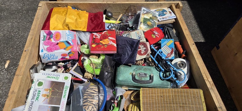 $1 = RES wooden crate #43 assorted craft items and other various stuff etc Carousel 1