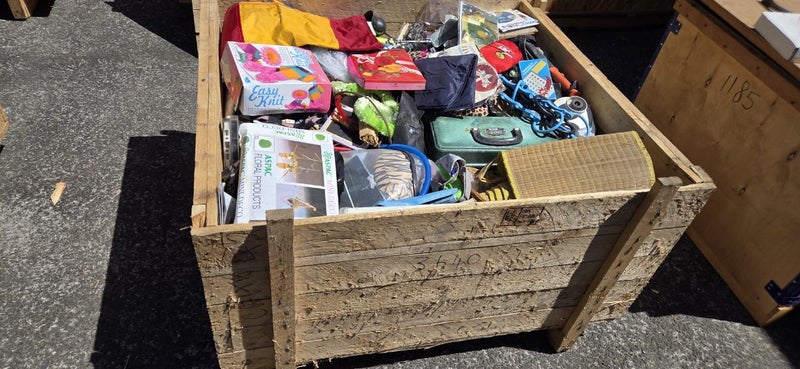 $1 = RES wooden crate #43 assorted craft items and other various stuff etc Carousel 2