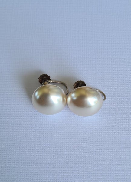 Vintage Sterling Silver Faux Pearl Earrings Carousel 1