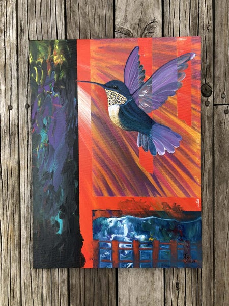 Acrylic Painting - 'Hummingbird' - By NZ Artist. Carousel 1