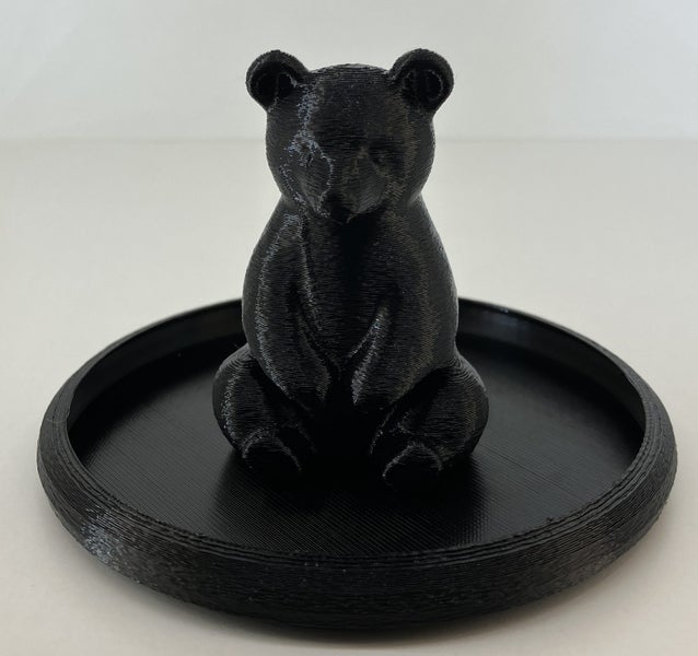 Handmade 3D Printed Bear Trinket Dish – Black (10cm) Carousel 1