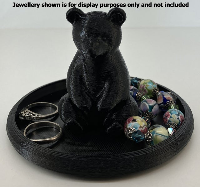 Handmade 3D Printed Bear Trinket Dish – Black (10cm) Carousel 2