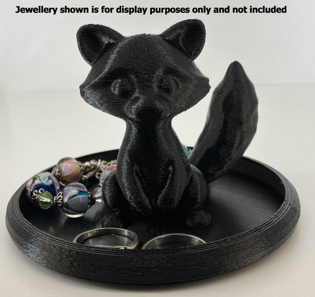 Handmade 3D Printed Racoon Trinket Dish – Black (10cm) Carousel 2