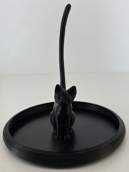 Handmade 3D Printed Cat Trinket Dish – Black (10cm) Carousel 1