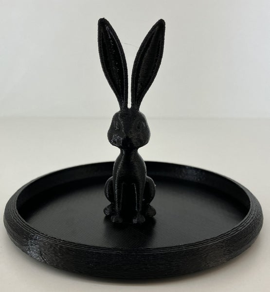 Handmade 3D Printed Rabbit Trinket Dish – Black (10cm) Carousel 1