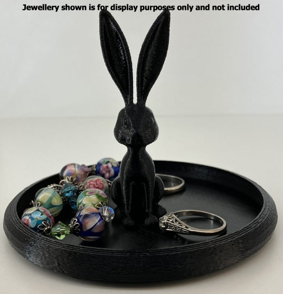 Handmade 3D Printed Rabbit Trinket Dish – Black (10cm) Carousel 2