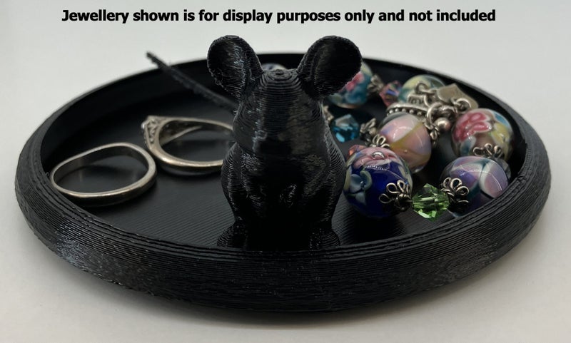 Handmade 3D Printed Mouse Trinket Dish – Black (10cm) Carousel 2