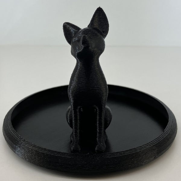 Handmade 3D Printed Fox Trinket Dish – Black (10cm) Carousel 1