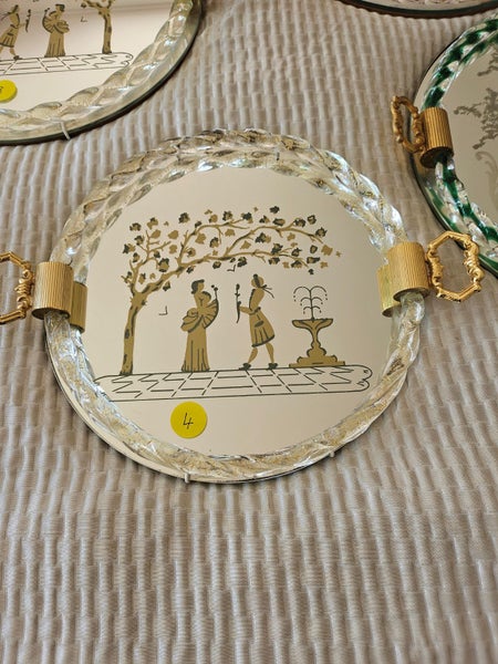 VINTAGE MURANO/VENETIAN GLASS MIRROR TRAY (4) Carousel 1