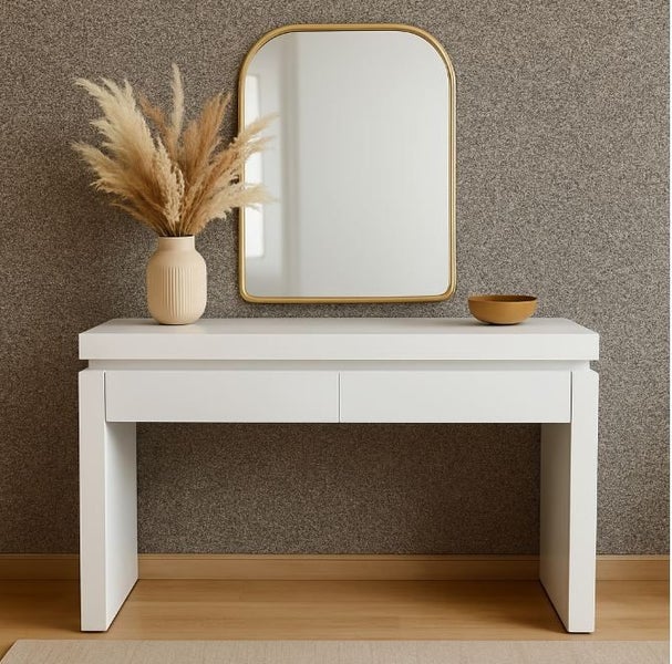 Aspen console table with 2 drawers and LED lighting, White High Gloss Carousel 1