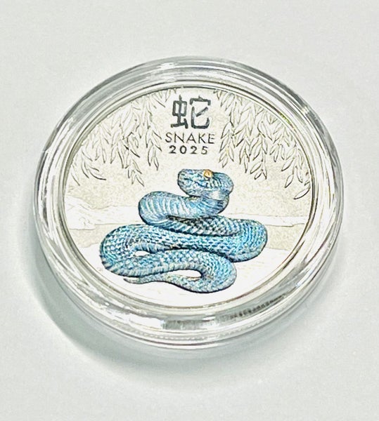 2025 Perth Mint 1/4 oz Lunar Snake .9999 Silver Coloured BU Coin Carousel 1