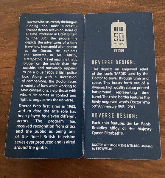 Doctor Who 50th Anniversary Commemorative Coin – TARDIS Sound Box Carousel 7