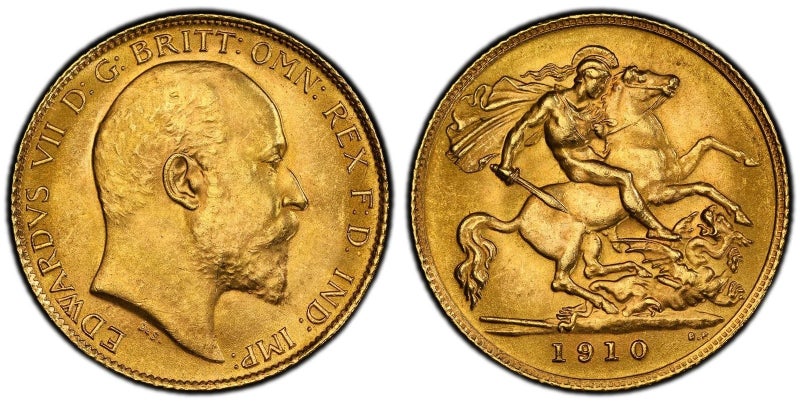 1910 UK Half Sovereign PCGS MS64 Carousel 3