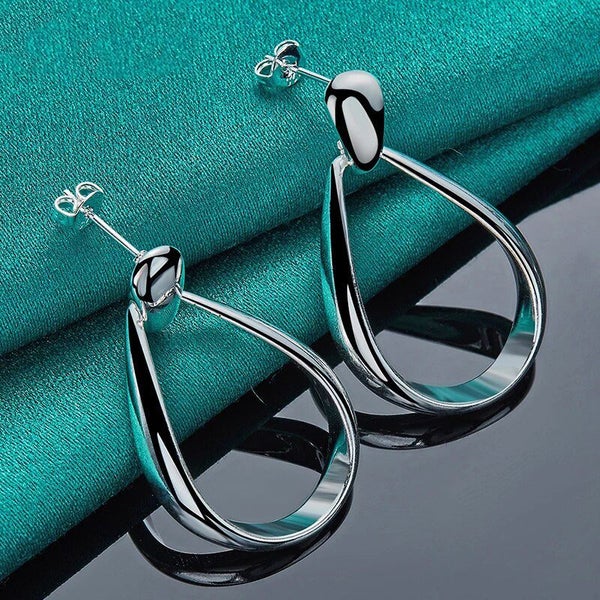 925 Sterling Silver Big Circle Drop Charm Earrings - Classic Design Carousel 2