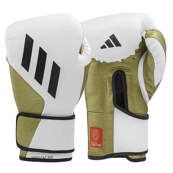 Adidas Speed Tilt 350 Strap Boxing Gloves - White/Gold Carousel 1