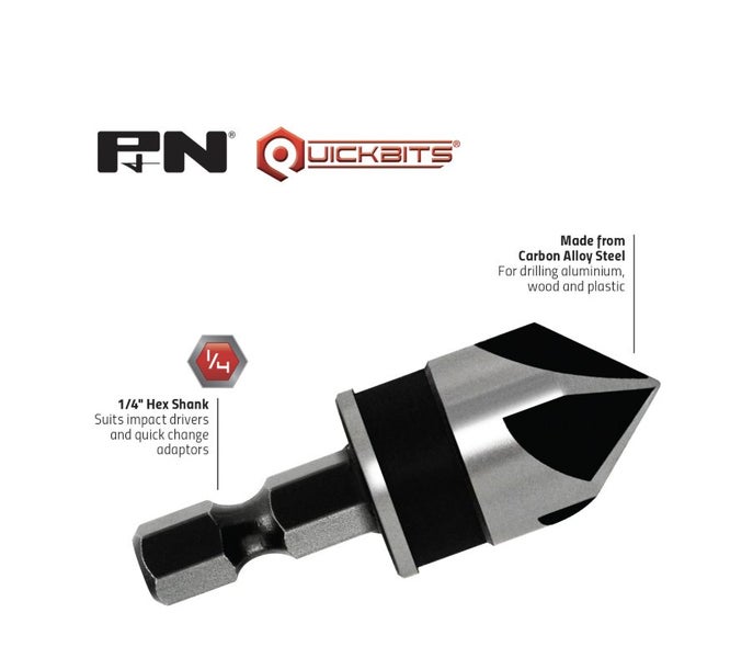 90 Degree Five Flute Countersink Chamfer Bit Set 12mm 16mm 19mm Hex Shank Carousel 2