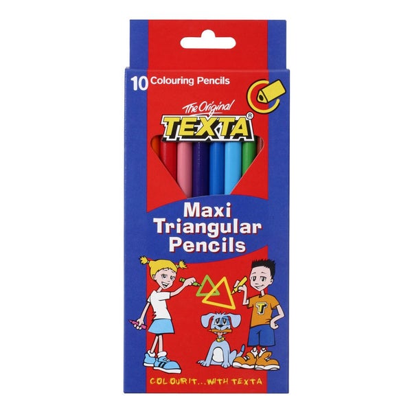 10pc Texta Maxi Triangular Colouring Pencils Art Drawing Coloured Sketch f Kids Carousel 1