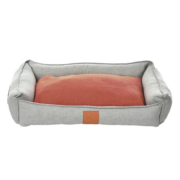 M-Pets Large 61 x 23 x 86 cm Moon Dog Pet Bed Orange Grey Anti Slip Soft Comfy Carousel 1