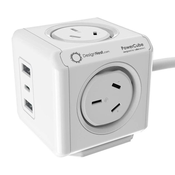 Design Nest Allocacoc Multiport Quick Charging PowerCube AU NZ Plug Socket White Carousel 1