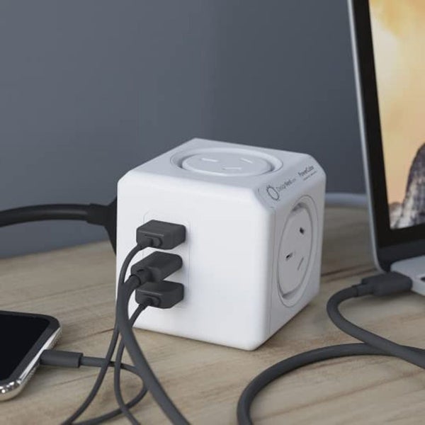 Design Nest Allocacoc Multiport Quick Charging PowerCube AU NZ Plug Socket White Carousel 2