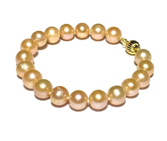9.5-10mm Peach Gold Pink Edison Pearl 7 - 7.5" Bracelet Carousel 2