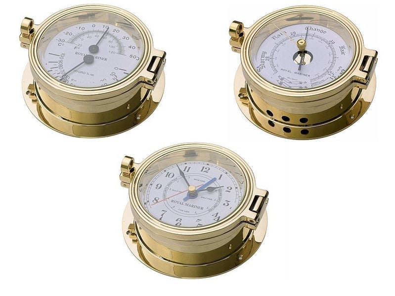 Time and tide clock + barometer + thermo/hygro 116mm SOLIDbrass Royal Mariner®NZ Carousel 2