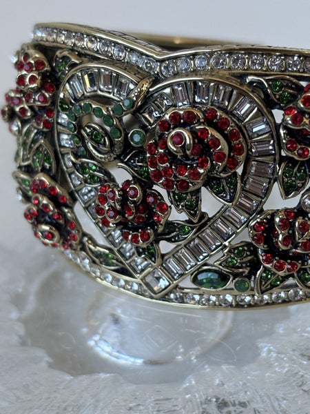 HEIDI DAUS "Red Queen" CRYSTAL HEART FLORAL BRACELET Carousel 2