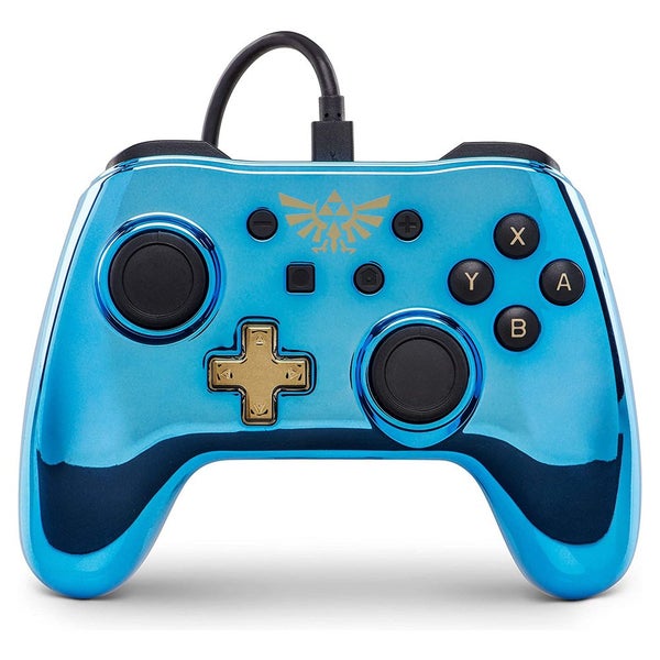 PowerA USB Wired Gaming Controller Gamepad For Nintendo Switch Chrome Zelda Blue Carousel 1