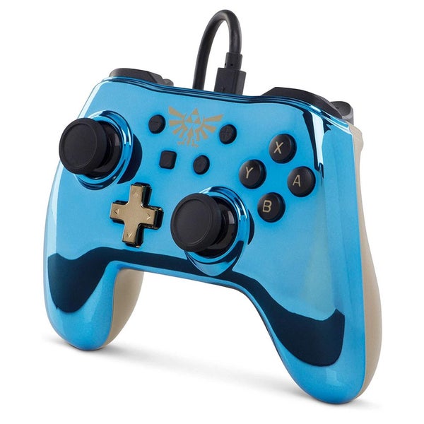 PowerA USB Wired Gaming Controller Gamepad For Nintendo Switch Chrome Zelda Blue Carousel 2