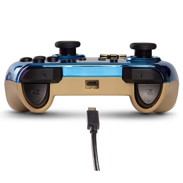 PowerA USB Wired Gaming Controller Gamepad For Nintendo Switch Chrome Zelda Blue Carousel 3