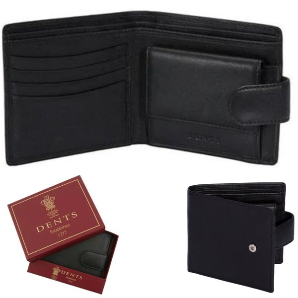 Nappa Leather Billfold Coin Pocket Wallet with RFID Protection in Black Carousel 1