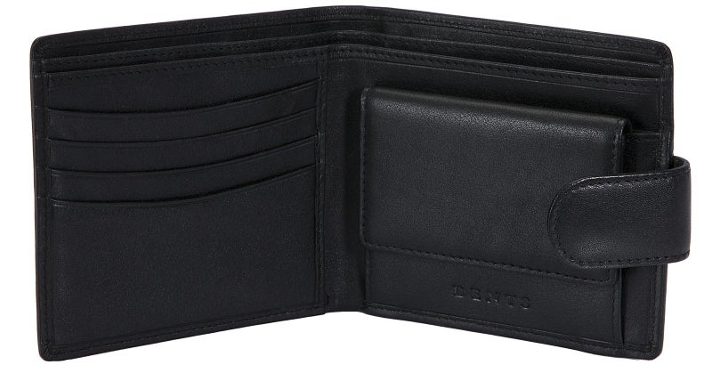 Nappa Leather Billfold Coin Pocket Wallet with RFID Protection in Black Carousel 2