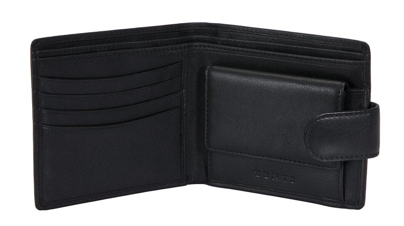 Nappa Leather Billfold Coin Pocket Wallet with RFID Protection in Black Carousel 5