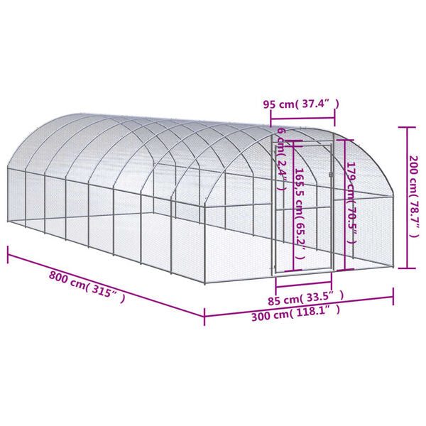NZ LOCAL STOCK-Outdoor Chicken Coop 3x8x2 m Galvanised Steel Carousel 2