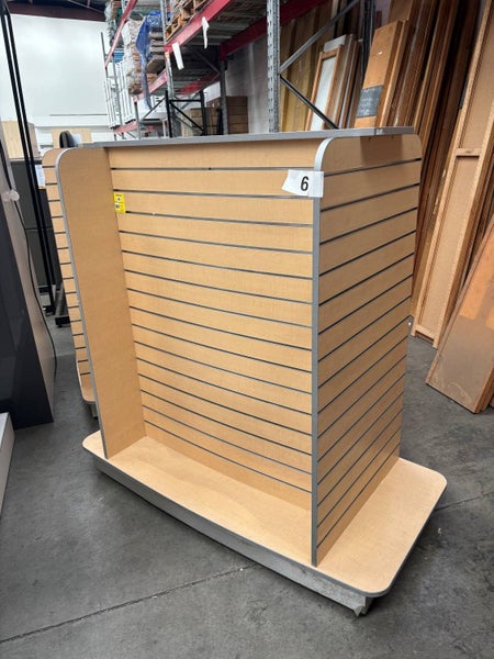 22806 - Mobile Wooden Slatwall Gondola - Used Carousel 1