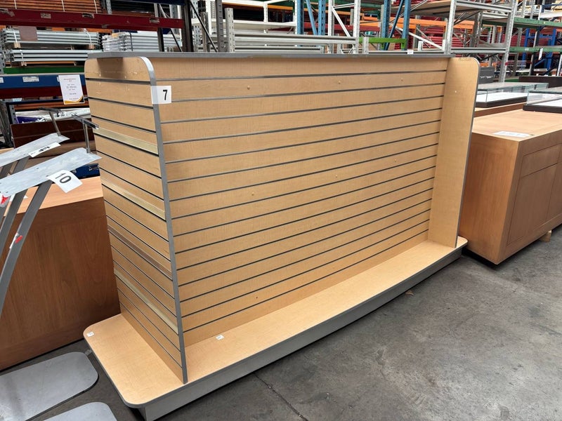 22805 - Mobile Wooden Slatwall Gondola - Used Carousel 1