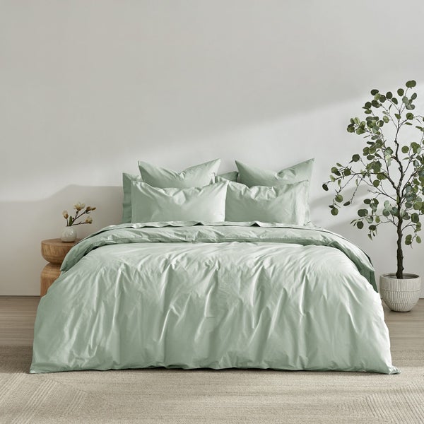 Dreamaker 300TC Cotton Percale Duvet Cover Set Sage King Bed Carousel 7