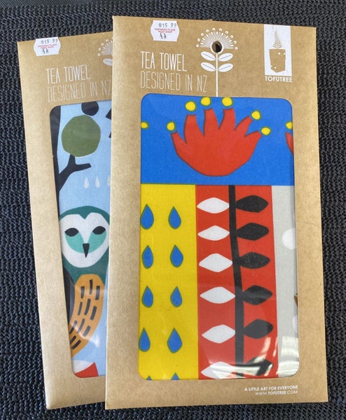NEW - TOFUTREE Tea Towel Twin Pack - Designed in NZ - Lot F627 Carousel 1