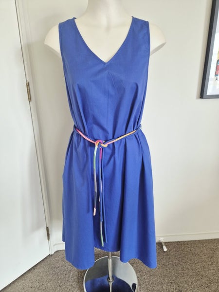 ELK - Blue Cotton Midi Dress - Sz 8 Carousel 1