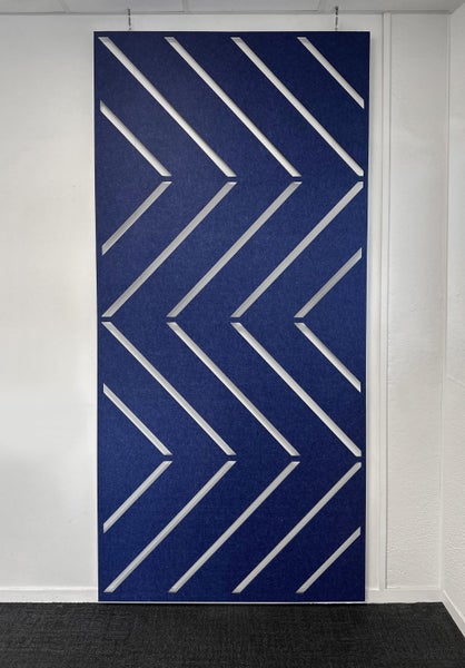 Chevron Hanging Acoustic Screen - Navy Blue Carousel 1