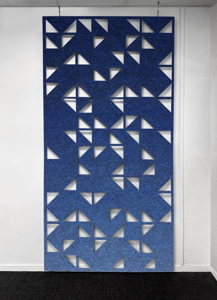 Geometric Hanging Acoustic Screen - Navy Blue Carousel 1
