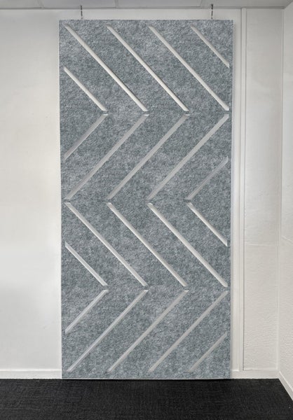 Chevron Hanging Acoustic Screen - Light Grey Carousel 1