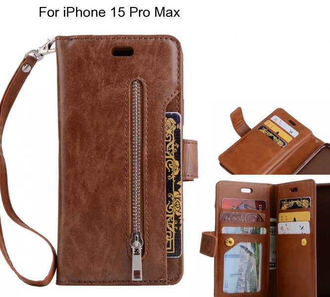 iPhone 15 Pro Max case 10 cards slots wallet leather case with zip Carousel 1