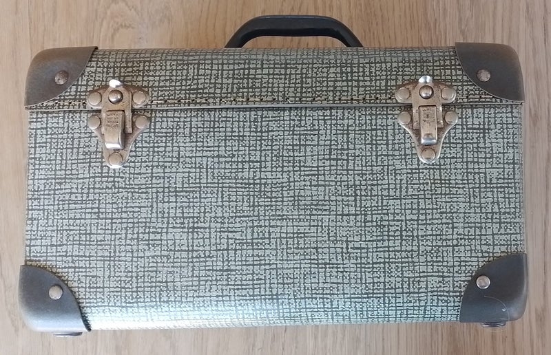 BOWLING CASE Blue, medium, double closure, mid-century Carousel 2