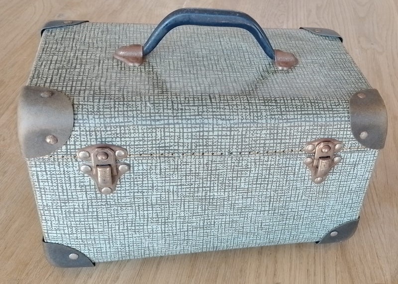 BOWLING CASE Blue, medium, double closure, mid-century Carousel 1